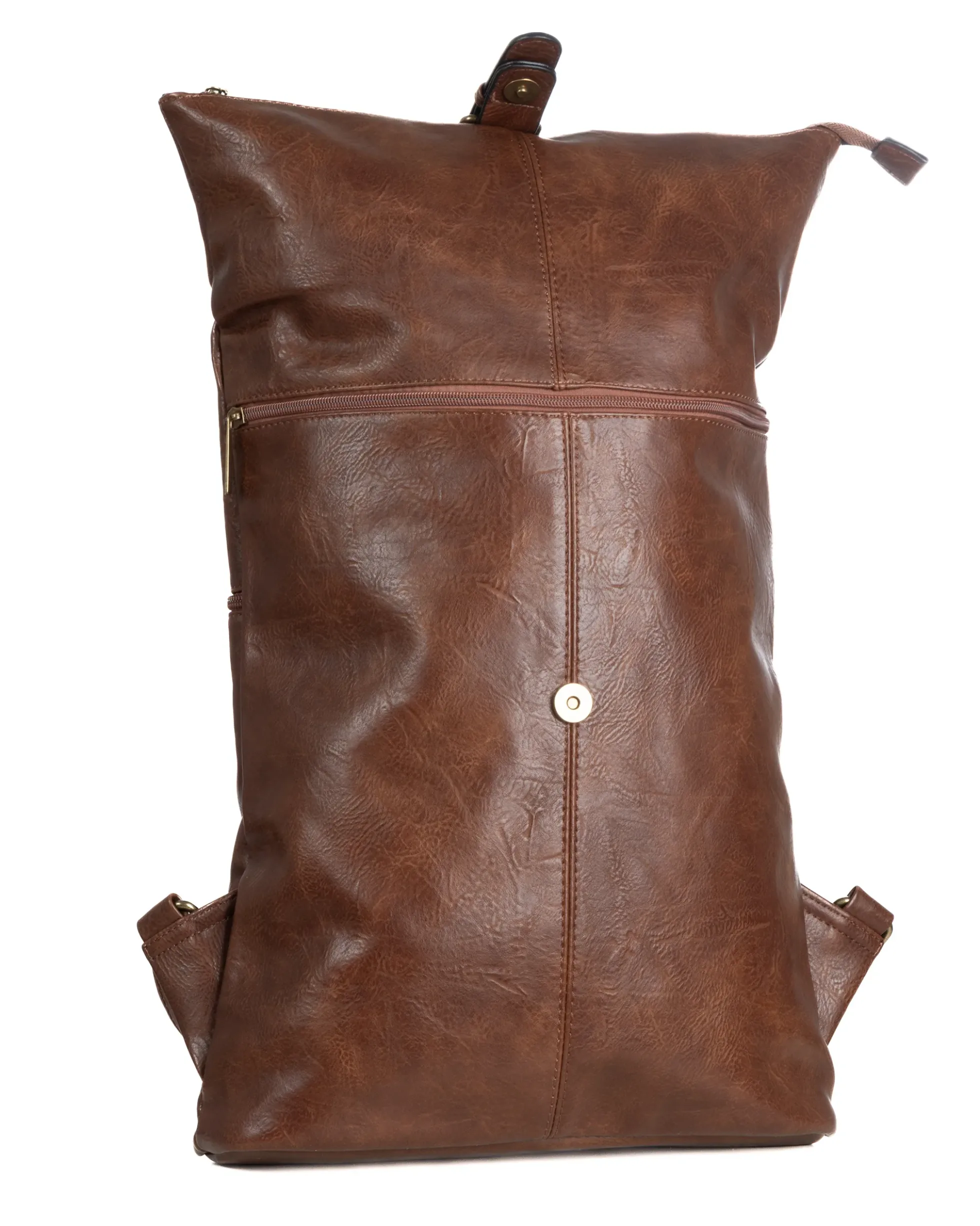Zaino uomo moderno da spalla unisex multitasche zip ecopelle marrone GIOSAL-ZU1141A
