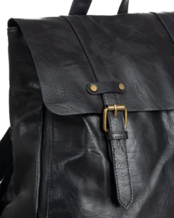 Zaino zainetto da spalla borsa uomo unisex ecopelle patta doppia vintage nero GIOSAL-ZU1140A
