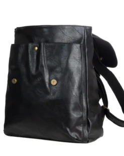 Zaino zainetto da spalla borsa uomo unisex ecopelle patta doppia vintage nero GIOSAL-ZU1140A