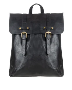 Zaino zainetto da spalla borsa uomo unisex ecopelle patta doppia vintage nero GIOSAL-ZU1140A