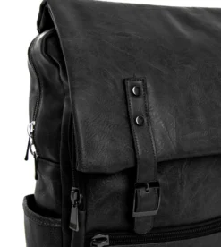 Zaino zainetto da spalla borsa uomo unisex ecopelle nero GIOSAL-ZU1137A