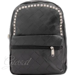 Zaino Zainetto Da Spalla Borsa Uomo Unisex Ecopelle Nero Borchie Quadri GIOSAL-ZU1027A